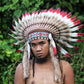 Indian Headdress Replica, White and Red Feathers Short Length