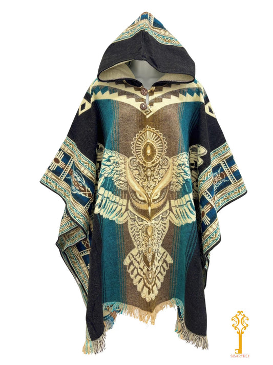 Wise Owl Native Alpaca Poncho | Handmade | Unique Clothing | Christmas Gift Idea|