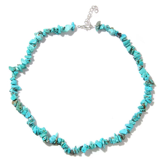 Blue Turquoises Gravel Chain Necklace 5-8MM Fashion Irregular Synthetic Turquois Gem Choker Friendship Party Jewelry Gift