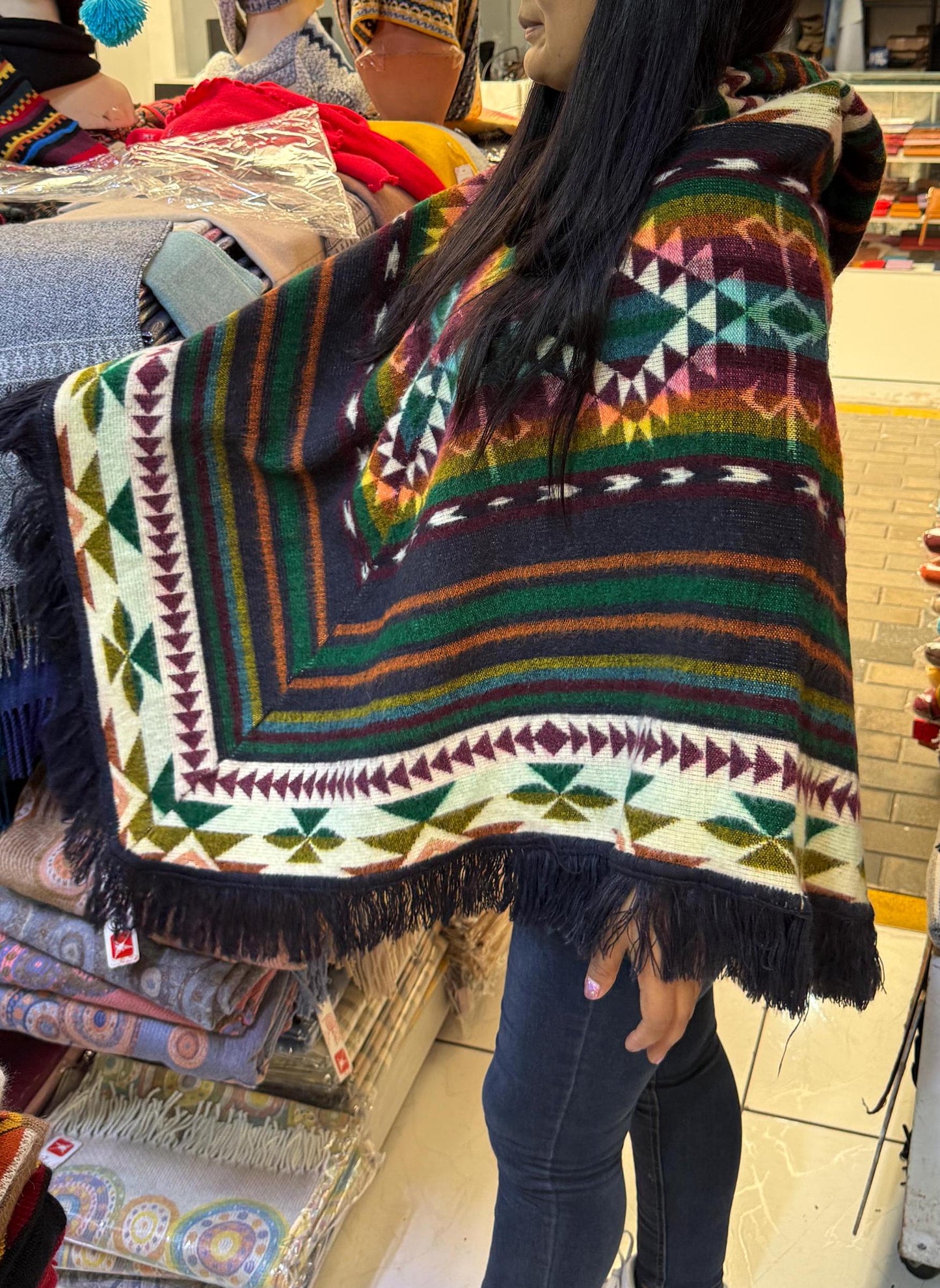 Peruvian Alpaca Poncho (Ethnic-Style Shawl)