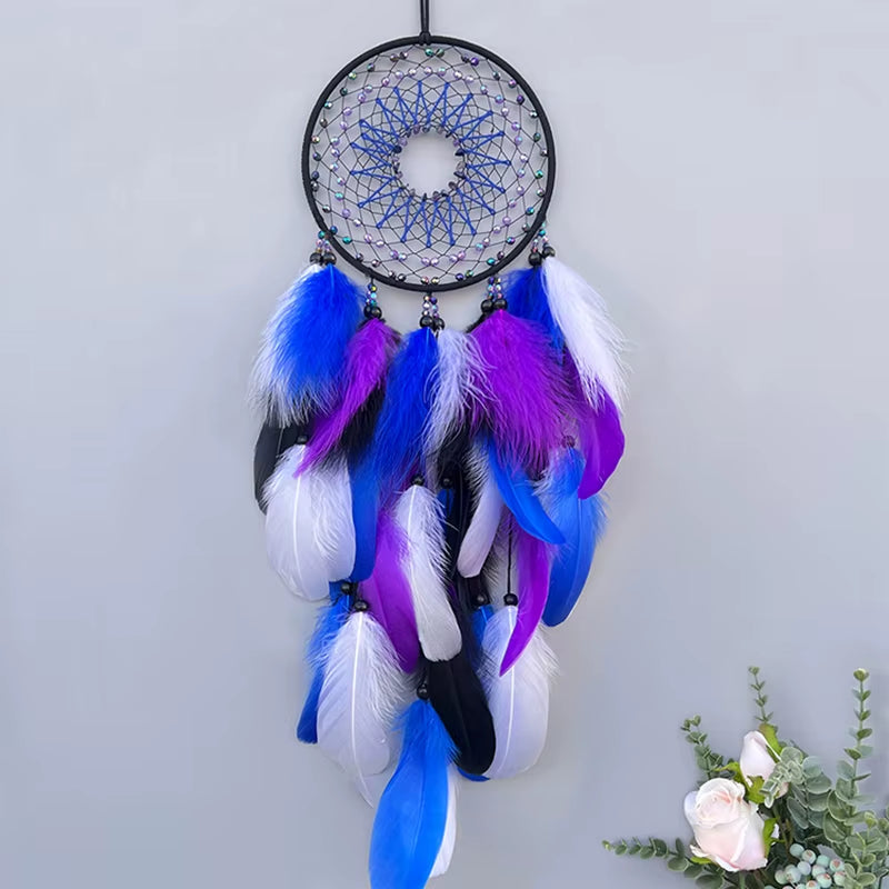 Dream Catcher Hand-Woven Colorful Feathers Wind Chimes Wall Pendant Living Room Bedroom Hanging Ornaments Festival Party Gifts