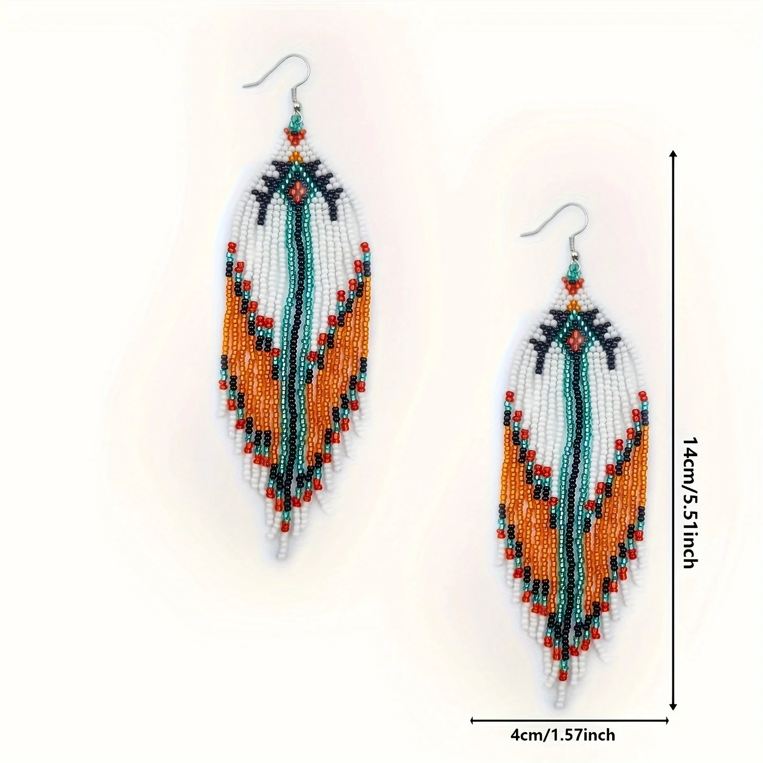 Bohemian Style Long Tassels, Handmade Beaded Earrings, Seed Beads, Geometric Shapes, Earrings, Gifts for Mothers