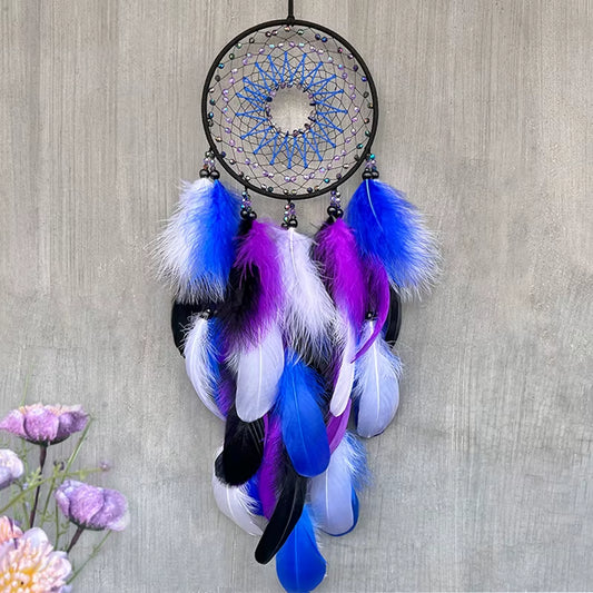Dream Catcher Hand-Woven Colorful Feathers Wind Chimes Wall Pendant Living Room Bedroom Hanging Ornaments Festival Party Gifts
