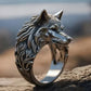 Vintage Wolf Head Men Trend Animal Exaggerated Domineering Hip Hop Personality Open Ring Jewelry
