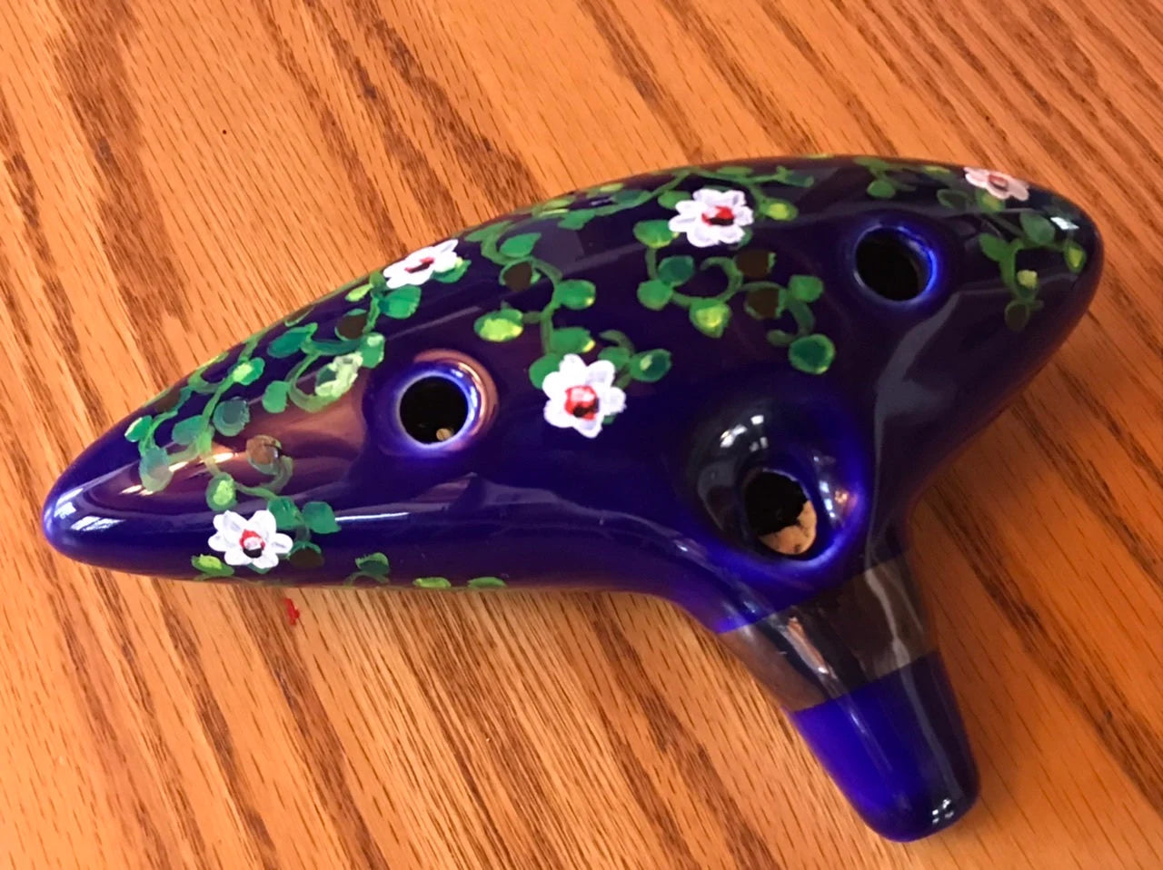 Hand-Decorated Ceramic Zelda Ocarina - Daisy Vine Design