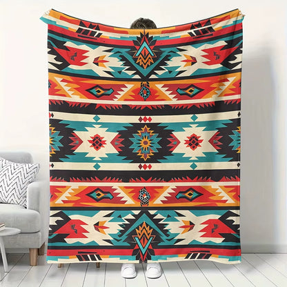 Ultra-Soft Polyester Quilt Blanket Native American-Inspired Southwest Pattern All-Season Throw for Couch or Bed Decorative Cover