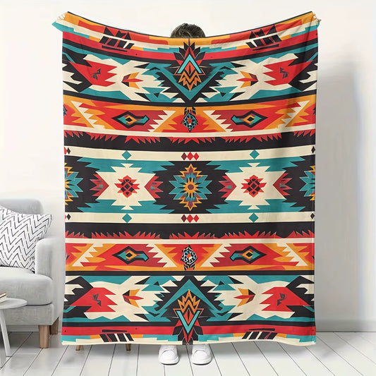 Ultra-Soft Polyester Quilt Blanket Native American-Inspired Southwest Pattern All-Season Throw for Couch or Bed Decorative Cover