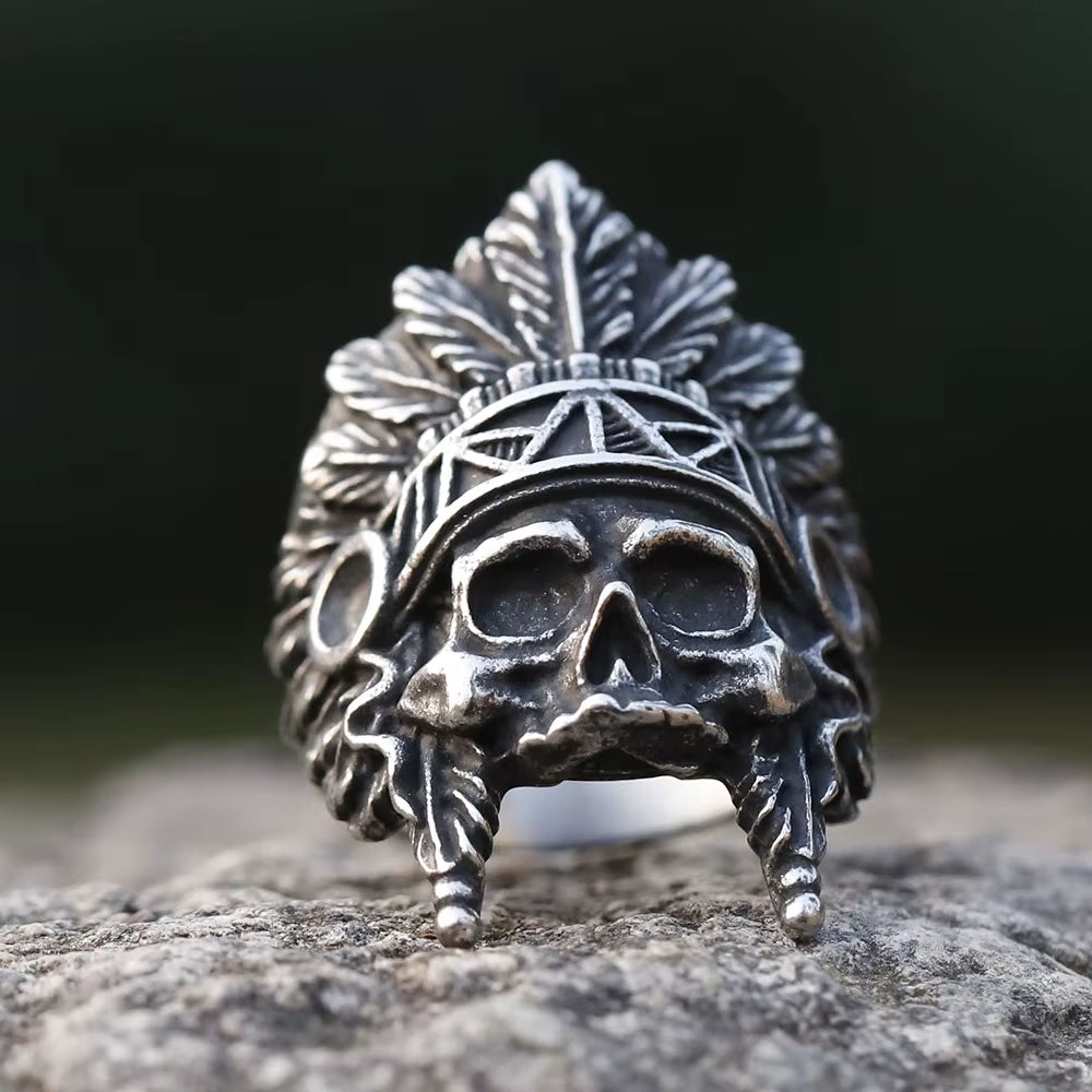 2025 New Vintage Stainless Steel Indiana Skull Ring for Men Biker Punk Hip Hop Gothic Jewelry for Gift Free Shipping