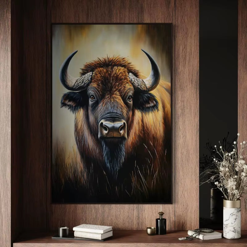 Native American Bison Rustic Buffalo Wildlife Animal Art Poster Canvas Painting Wall Prints Picture for Living Room Home Decor