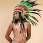 Green Feather Headdress: Short Native American Style Warbonnet