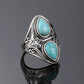 Vintage Natural Turquoise Rings for Women Men Retro Original Design Bohemian Ring S925 Silver Gemstone Female Fine Jewelry Gifts