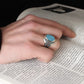Fashionable Retro Turquoise Men'S Business Ring