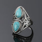 Vintage Natural Turquoise Rings for Women Men Retro Original Design Bohemian Ring S925 Silver Gemstone Female Fine Jewelry Gifts