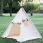Kids Canvas Teepee Play Tent with Roll up Door and Window, Two Great Sizes, with Blue Arrows or Natural Mat