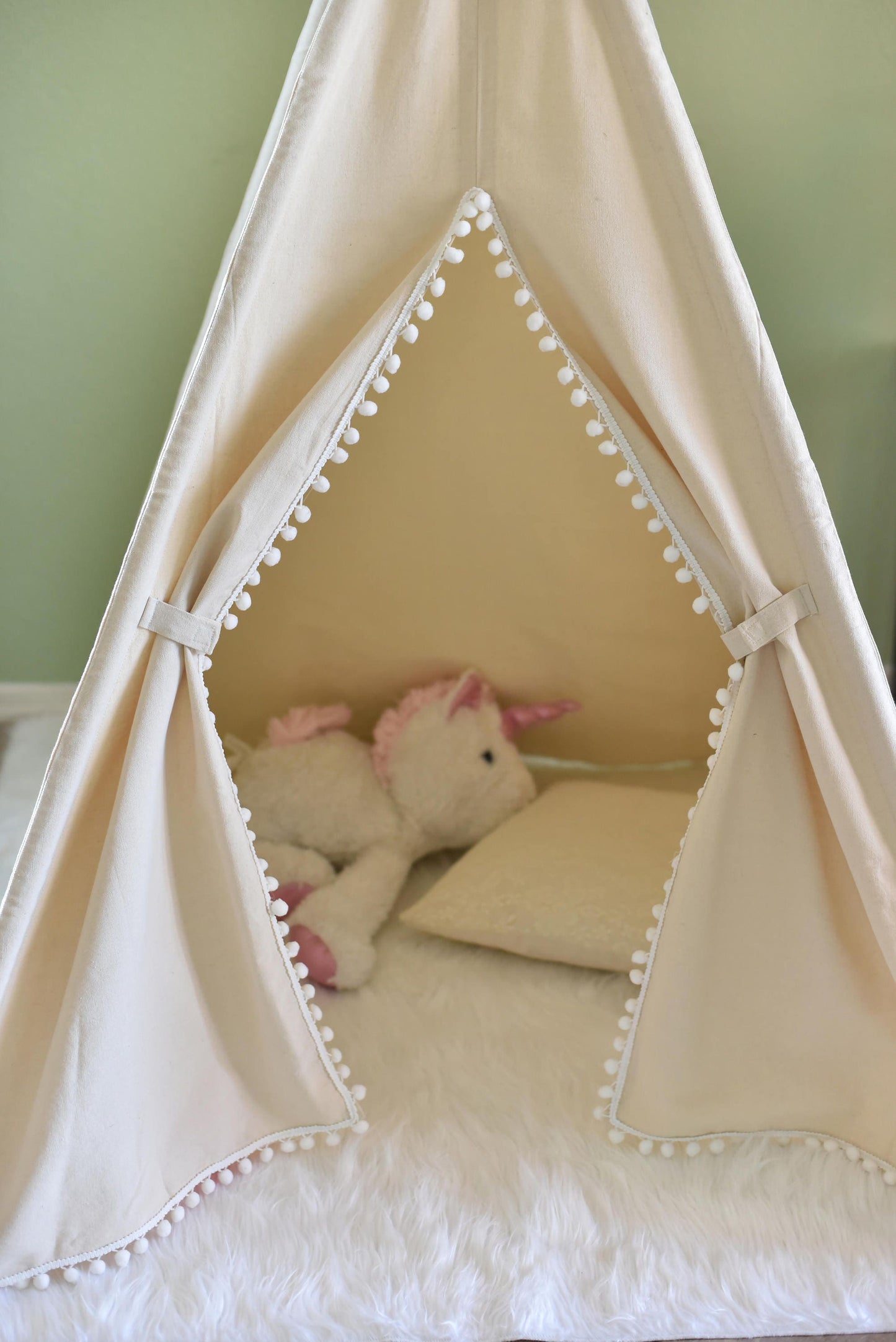 Pompom Natural Canvas Kids Teepee, Play Tent, Play House, Tipi,Room Decor
