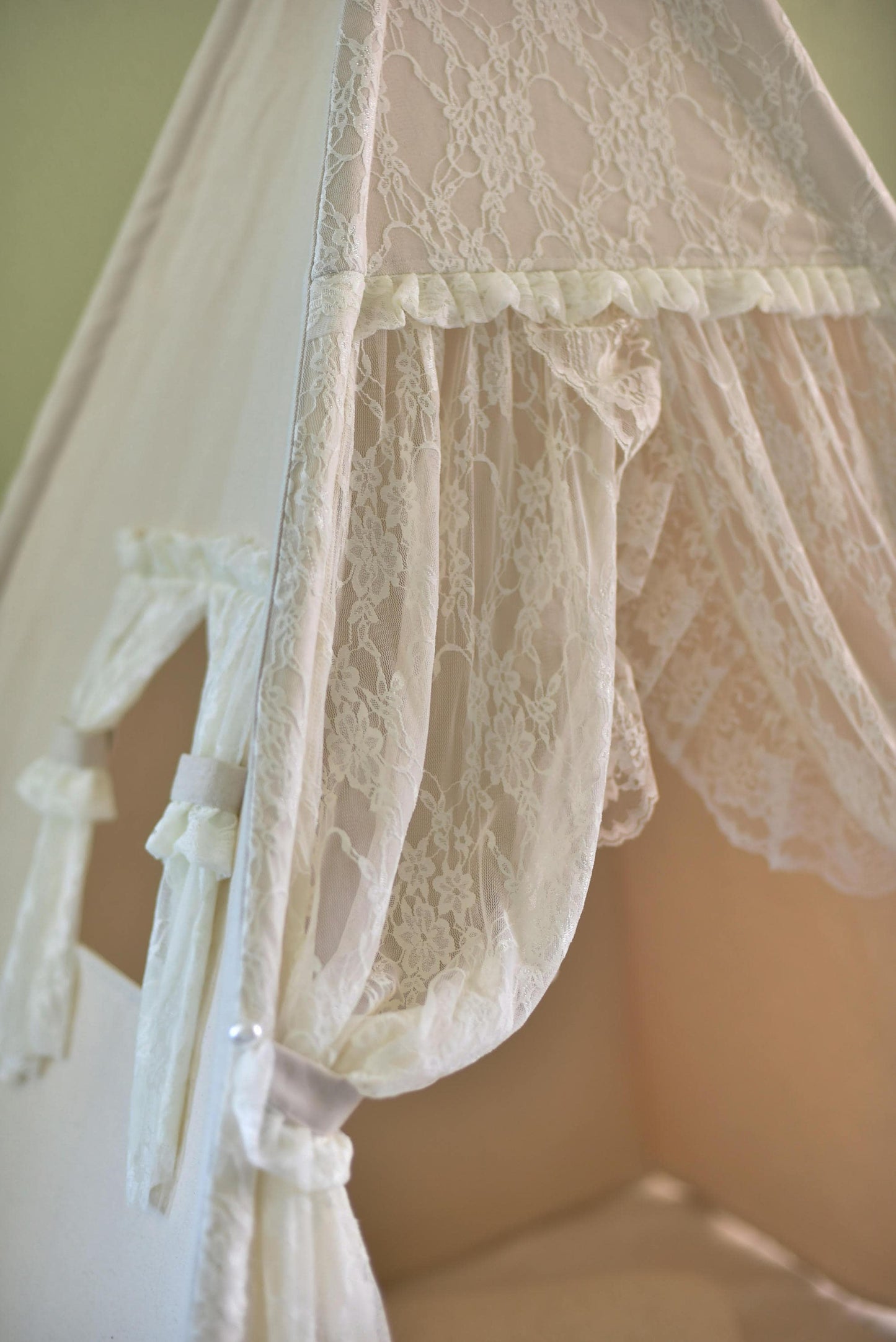 Flora Ivory Lace Canvas Kids Teepee, Play Teepee, Lace Teepee, Kids Play Tent, Childrens Play House, Tipi,Kids Room Decor