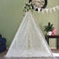 Ruffled Edge Ivory All Lace Kids Teepee, Play Teepee, Lace Teepee, Kids Play Tent, Childrens Play House, Tipi,Kids Room Decor