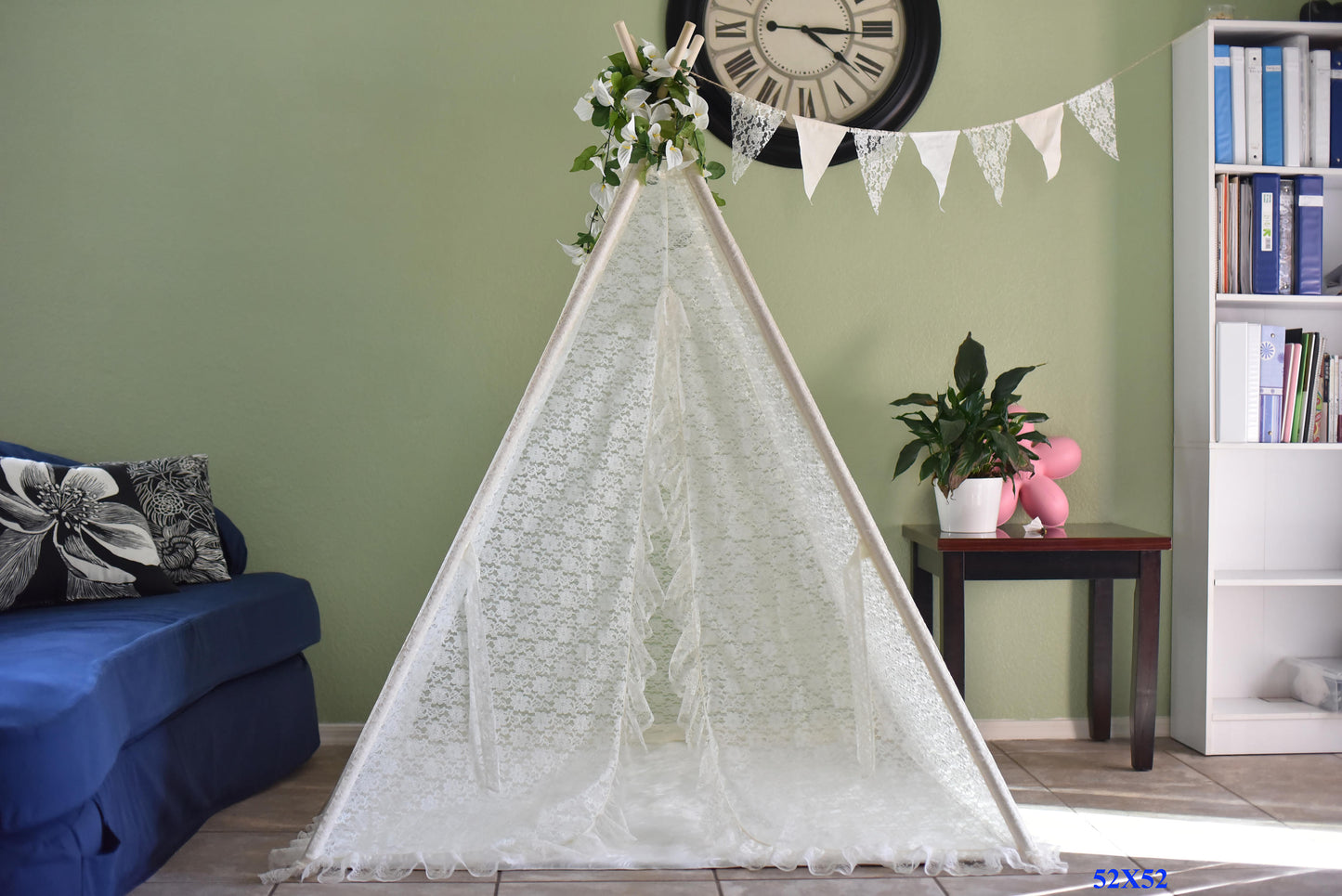 Ruffled Edge Ivory All Lace Kids Teepee, Play Teepee, Lace Teepee, Kids Play Tent, Childrens Play House, Tipi,Kids Room Decor