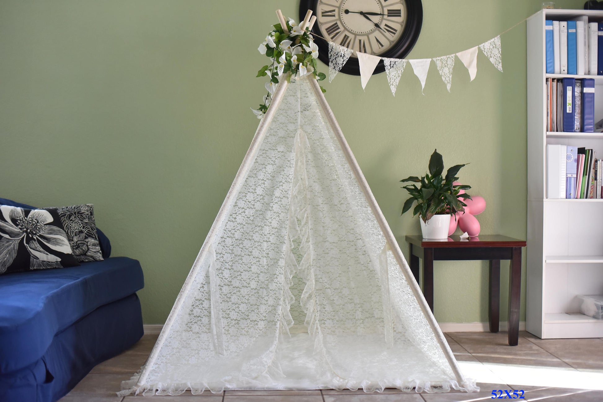 Ruffled Edge Ivory All Lace Kids Teepee, Play Teepee, Lace Teepee, Kids Play Tent, Childrens Play House, Tipi,Kids Room Decor
