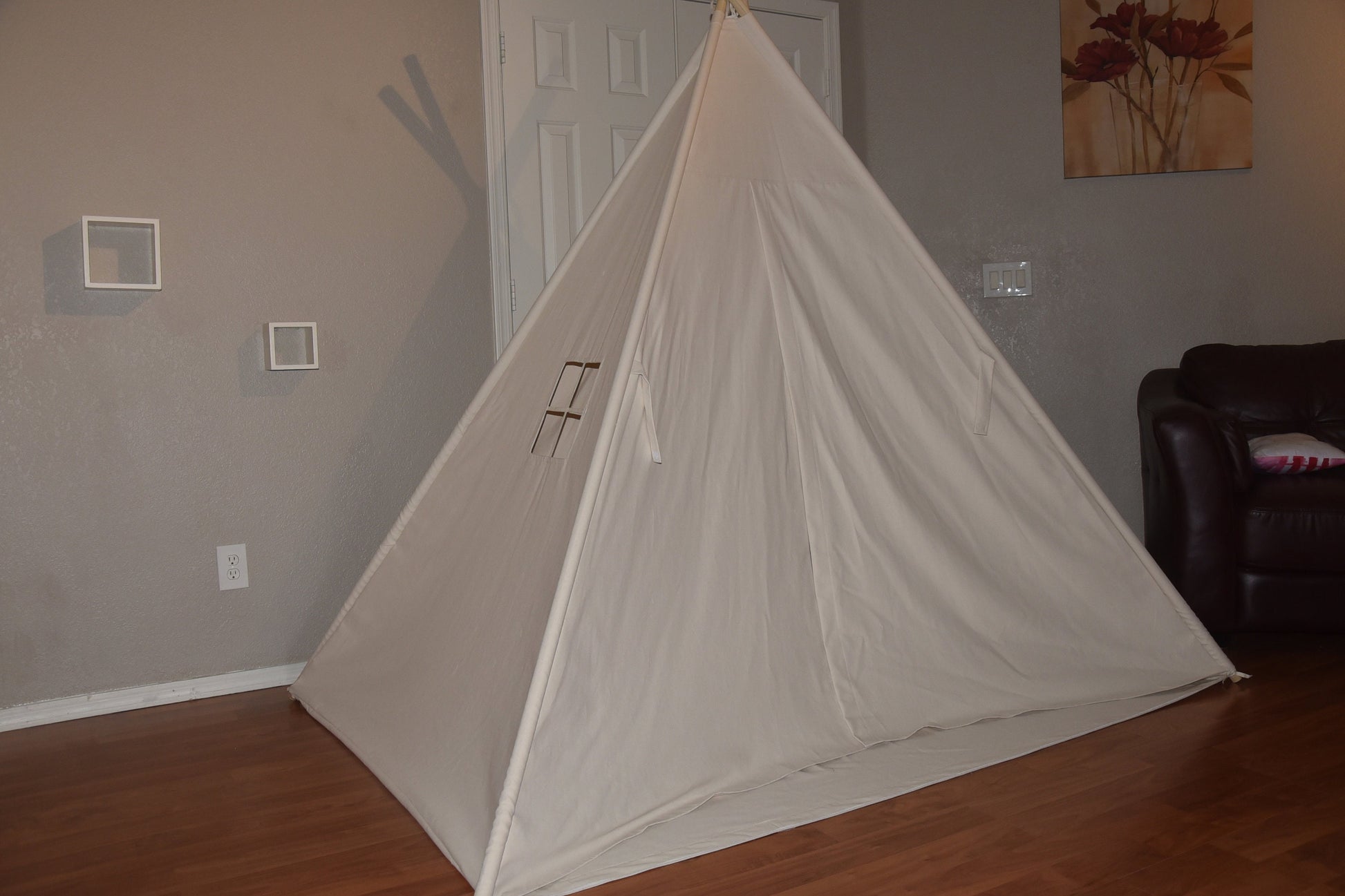 Bed Teepee Natural Canvas Bed Teepee, Kids Play Tent, Childrens Play House, Tipi,Kids Room Decor