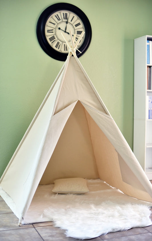 On Sale: Natural Canvas Plain Teepee, Kids Teepee with Poles, Play Tent, Play House, Tipi,Room Decor