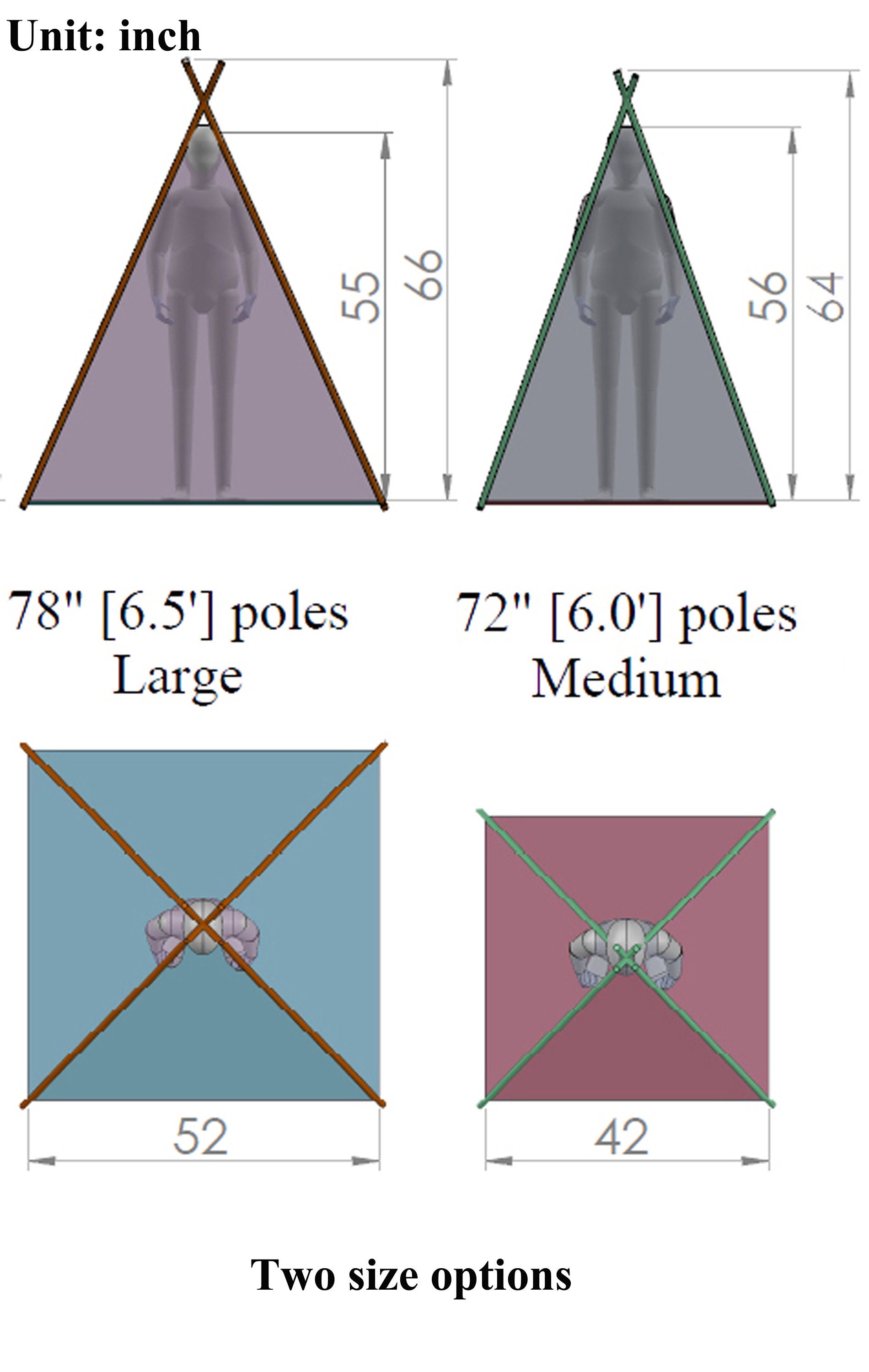 On Sale: Natural Canvas Plain Teepee, Kids Teepee with Poles, Play Tent, Play House, Tipi,Room Decor