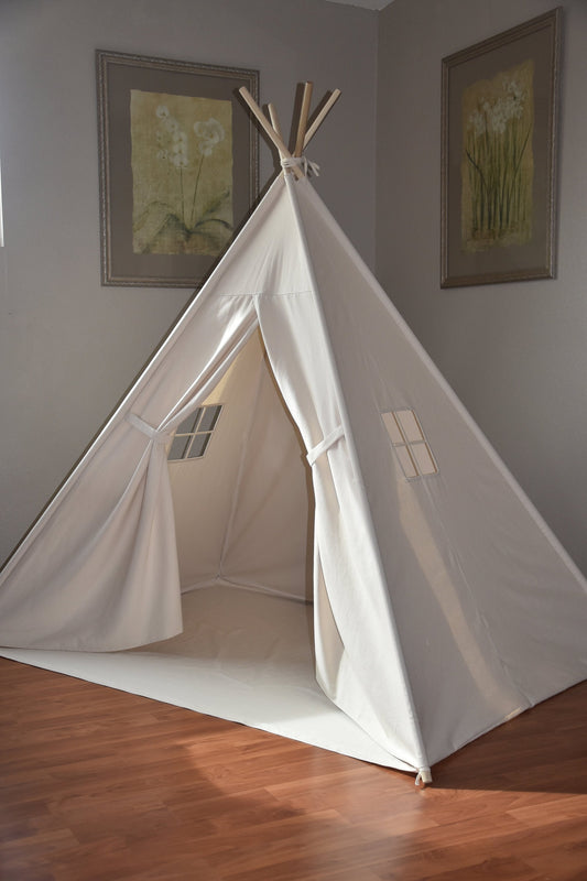 Bed Teepee Natural Canvas Bed Teepee, Kids Play Tent, Childrens Play House, Tipi,Kids Room Decor