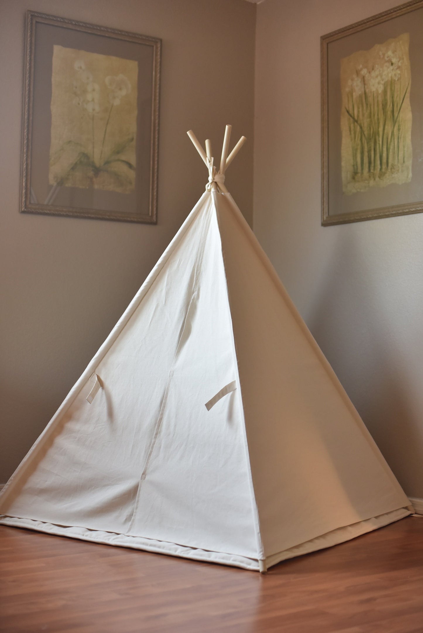 On Sale: Natural Canvas Plain Teepee, Kids Teepee with Poles, Play Tent, Play House, Tipi,Room Decor