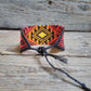 Red Bead Loom Bracelet,Cuff Beaded Bracelet,Geometric Bracelet,Ethno Bracelet for Man/Women,Handmade Bracelet,Beadwork Jewelry,Native Style