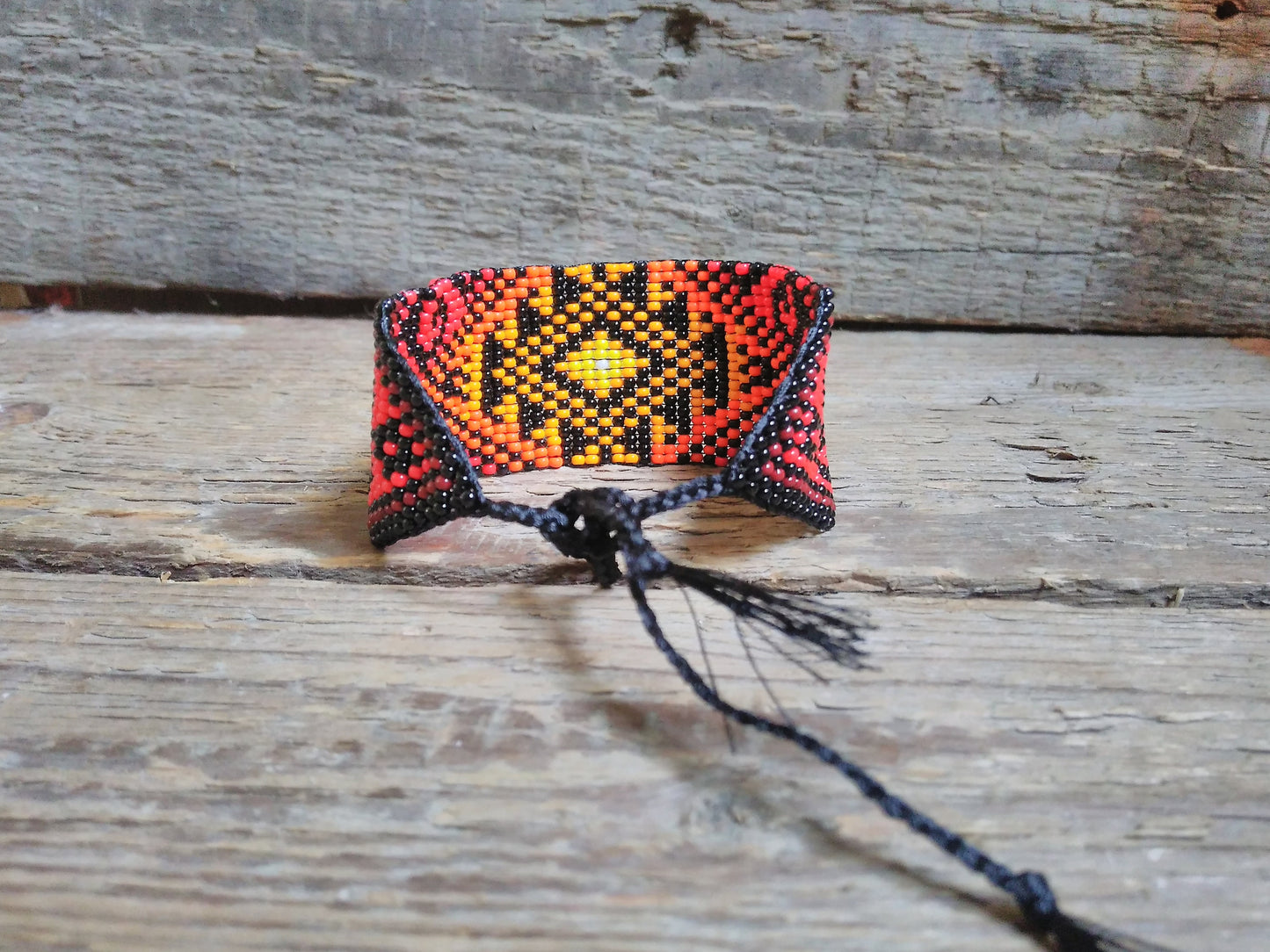 Red Bead Loom Bracelet,Cuff Beaded Bracelet,Geometric Bracelet,Ethno Bracelet for Man/Women,Handmade Bracelet,Beadwork Jewelry,Native Style