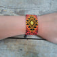 Red Bead Loom Bracelet,Cuff Beaded Bracelet,Geometric Bracelet,Ethno Bracelet for Man/Women,Handmade Bracelet,Beadwork Jewelry,Native Style