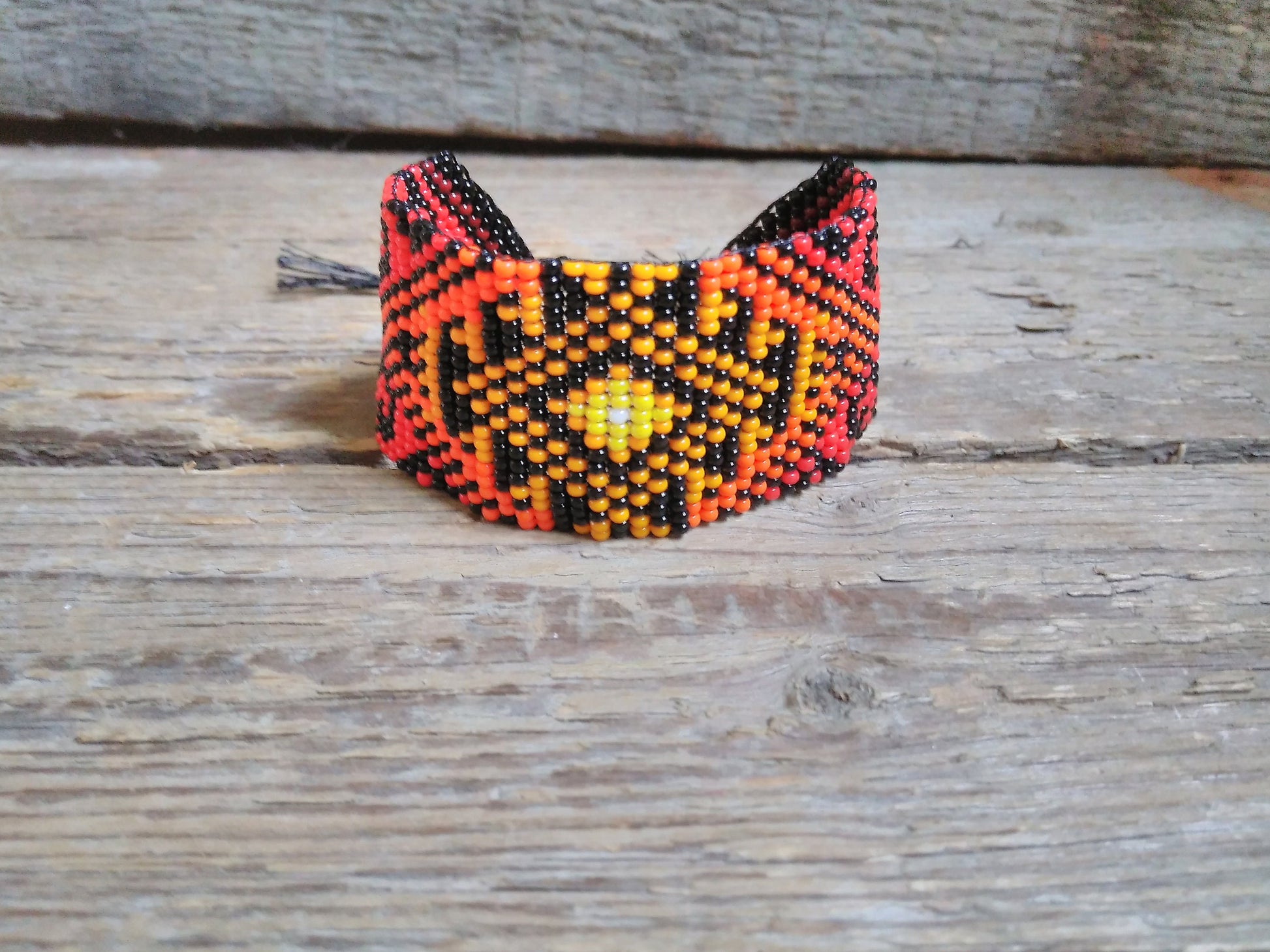 Red Bead Loom Bracelet,Cuff Beaded Bracelet,Geometric Bracelet,Ethno Bracelet for Man/Women,Handmade Bracelet,Beadwork Jewelry,Native Style