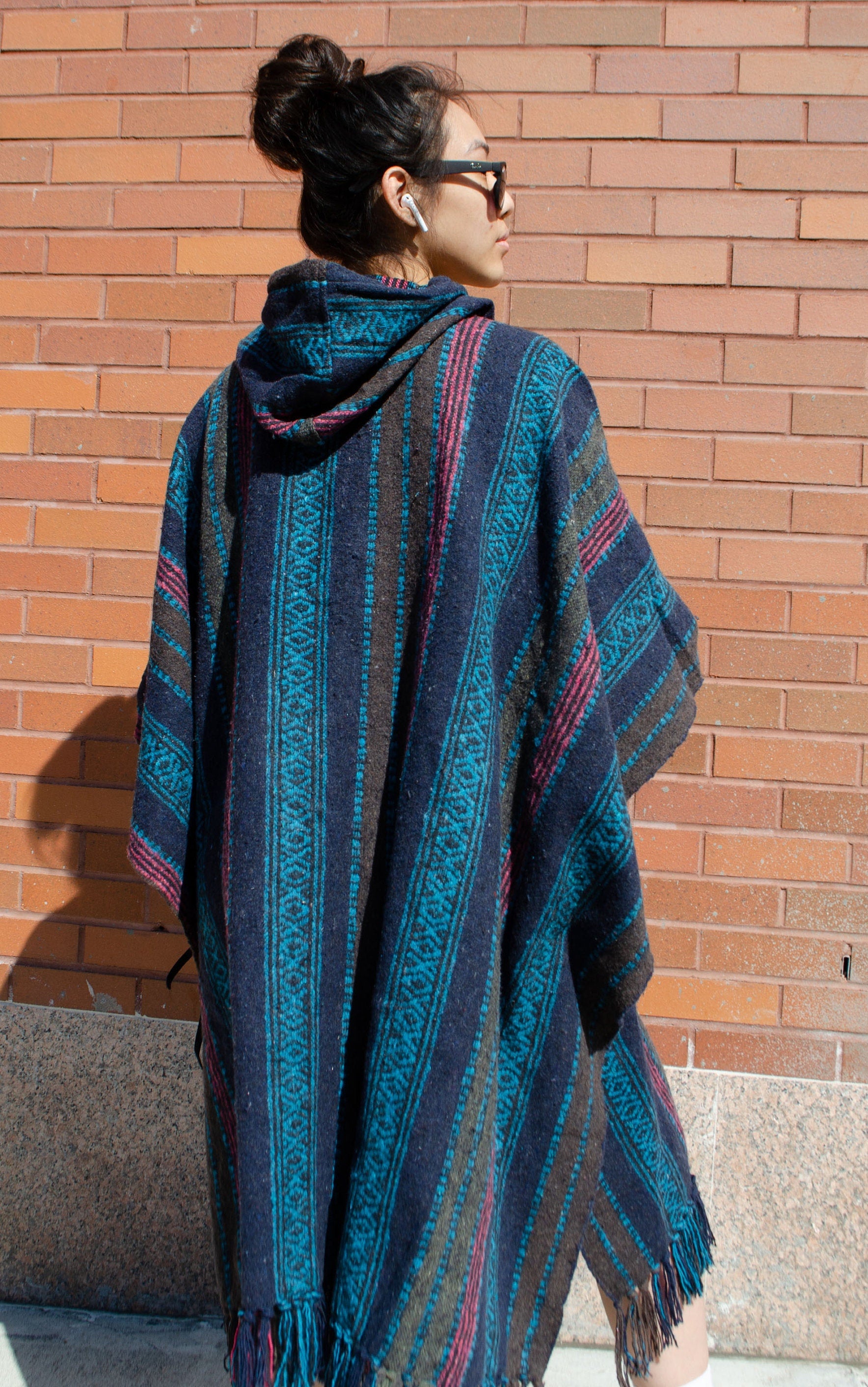 Heavy Cotton Hooded Hoodie Poncho | 100 Percent Cotton - Handmade in Nepal| One Size - Multicolor | Thick Breathable - Kangaroo Pockets