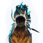 Feather Headdress, Dark Turquoise Feather Headdress with Faux Fur and Beaded Headband, Headdress Inspiration ZUCKER®