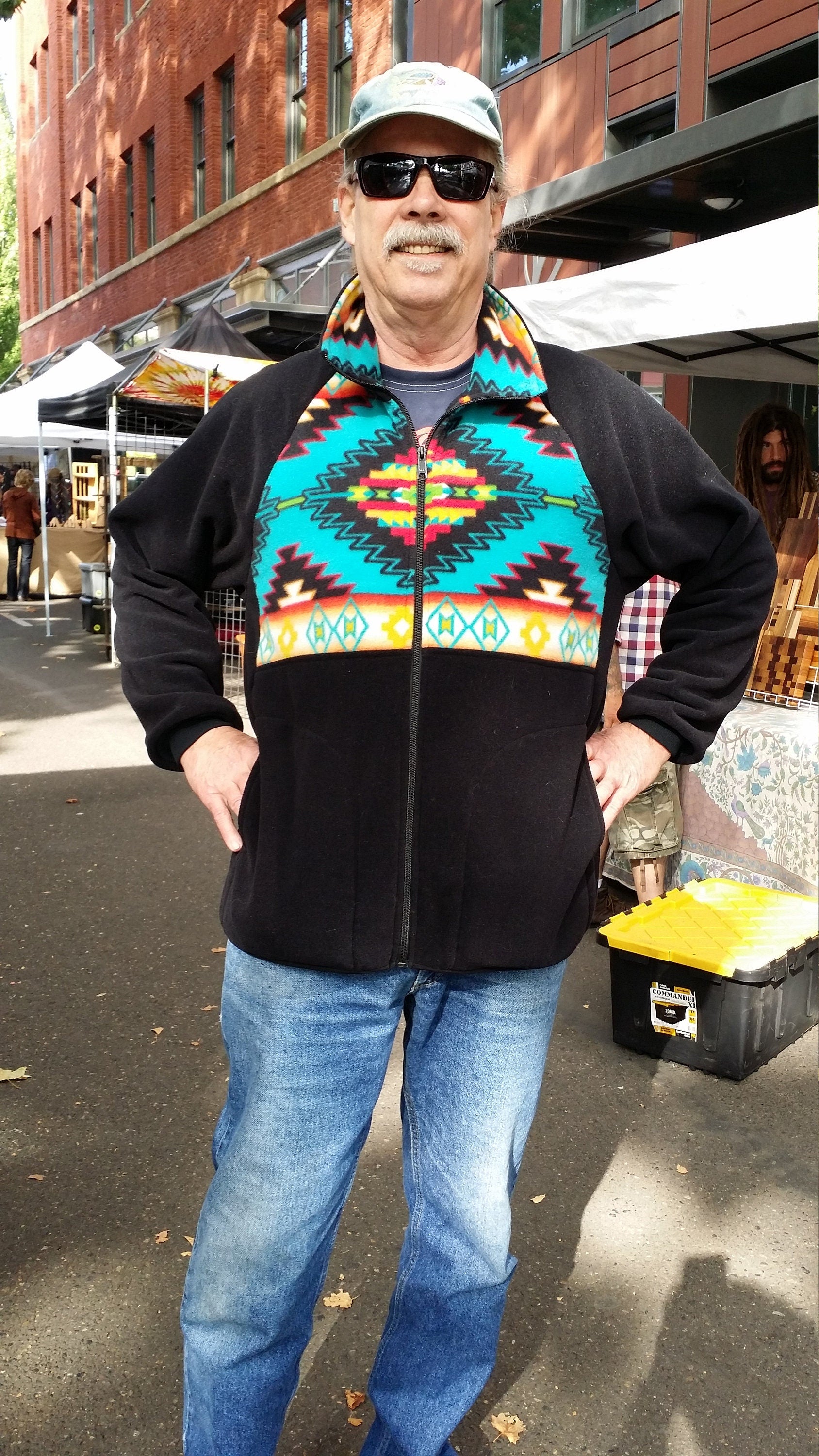 Native American Aztec Fleece Jacket, Men or Women Winter Coat, SOUTHWEST Print, Unisex Sizes, inside Zip Pocket. Choose Your Size XS - XXL