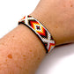 White Beaded Leather Cuff Bracelet: Native Made Jewelry Handcrafted by Indigenous Mayan Artisans