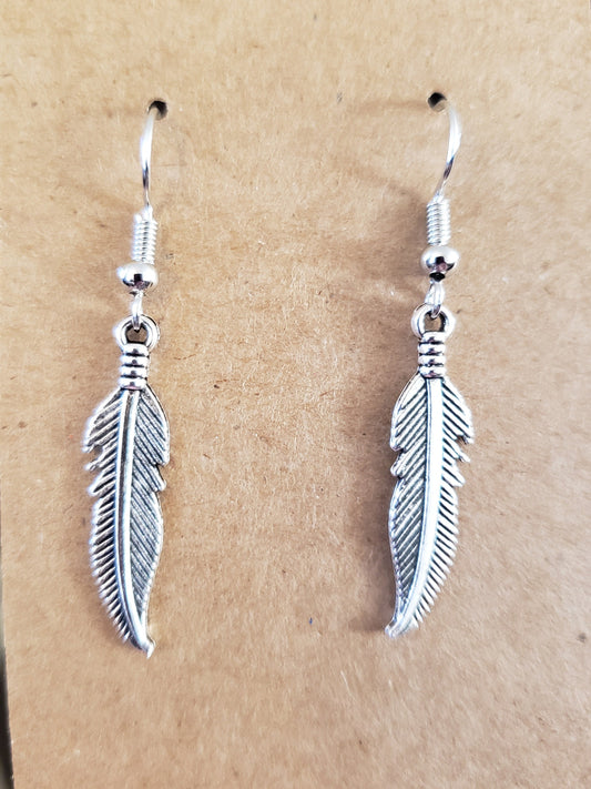 Sterling Silver Feather Earrings
