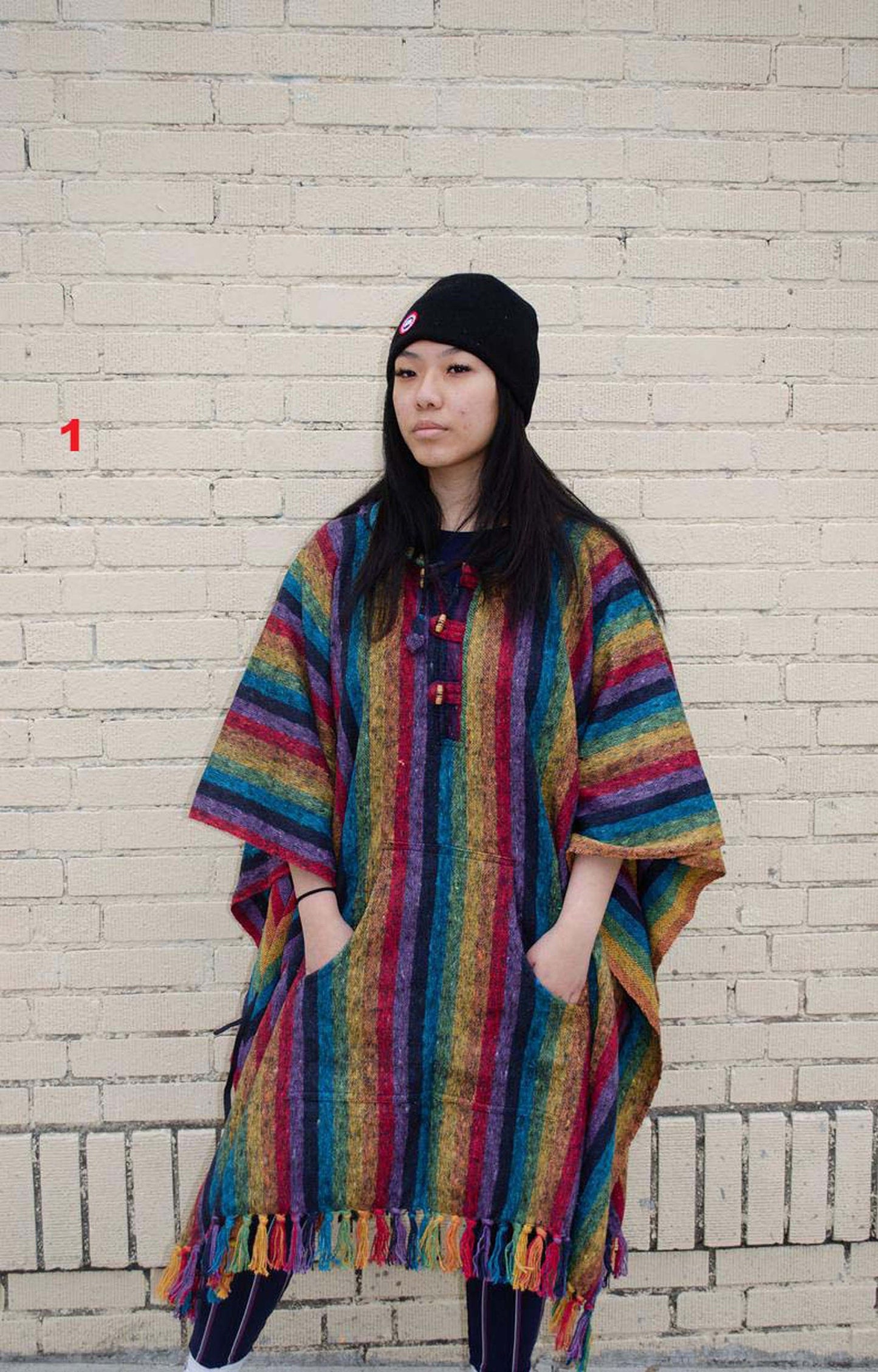 Heavy Cotton Hooded Hoodie Poncho | 100 Percent Cotton - Handmade in Nepal| One Size - Multicolor | Thick Breathable - Kangaroo Pockets