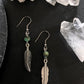 Native American Earrings, Silver Feather, Leaf, Turquoise Jewellery, Ethnic, Bohemian, Boho, Tribal, Hypoallergenic, Sterling Silver