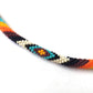 Native Style Thin Rope Necklace, Ethnic Crochet Bead Jewelry, Traditional Colors