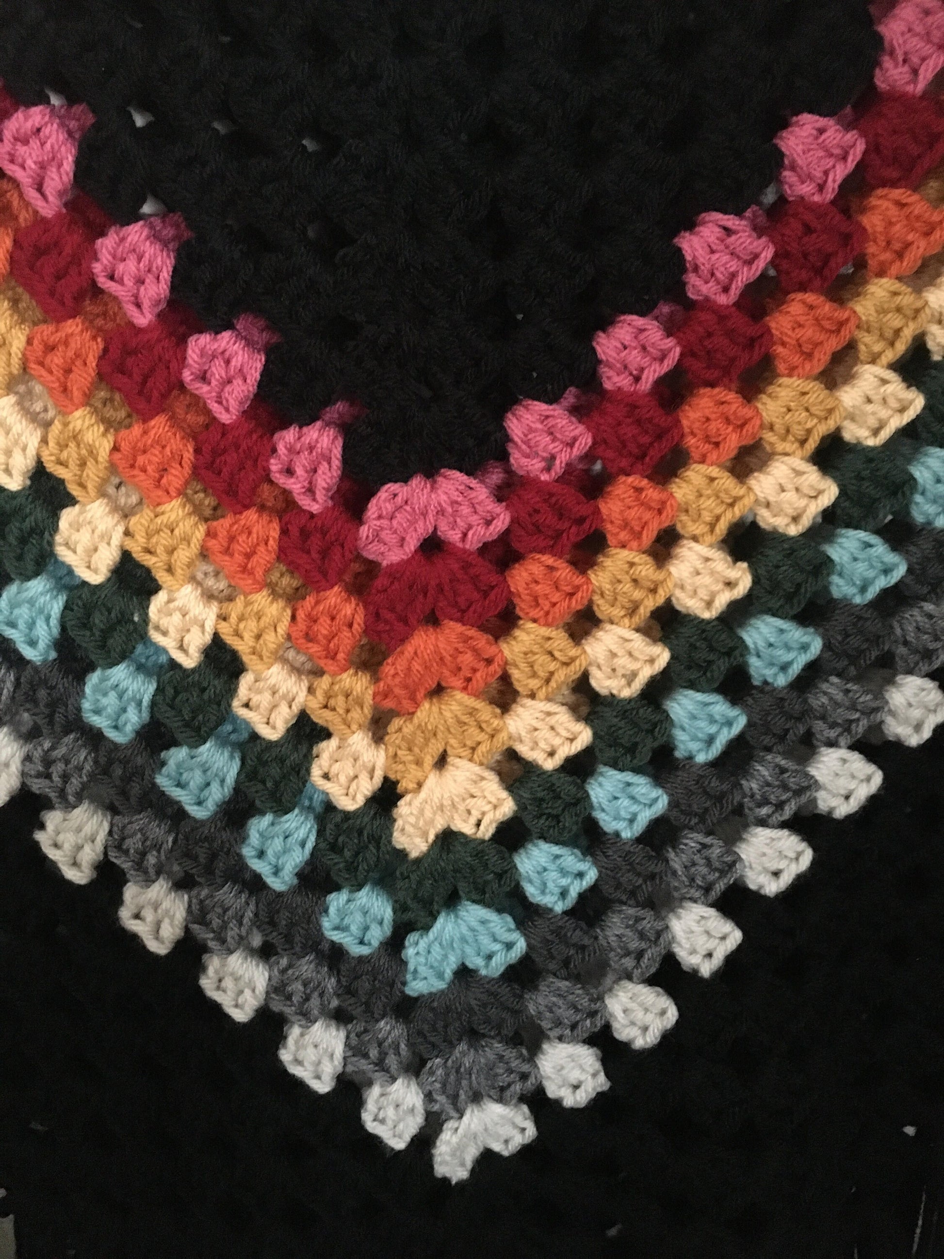 Ladies, Women'S, Hippie, Boho, Crocheted, Fringed, Retro , Festival Outfit, Pullover Poncho