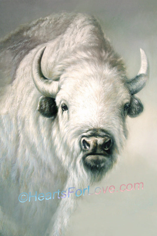White Buffalo. Beautiful Professional Fine Art Print after Oil Painting.