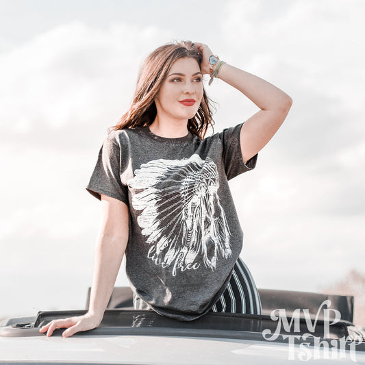 Native American Indian Headdress Shirt, Live Free, Spiritual Shirt, Gift for Her, American Indian Shirts, Gift for Him