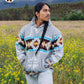 Handmade Alpaca Wool Jacket. (Aqua Southwestern Cross) Unisex. Crafted by Indigenous Crafters. Super Warm and Soft.Free Shipping!Gift Ideas.