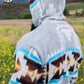 Handmade Alpaca Wool Jacket. (Aqua Southwestern Cross) Unisex. Crafted by Indigenous Crafters. Super Warm and Soft.Free Shipping!Gift Ideas.