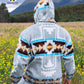 Handmade Alpaca Wool Jacket. (Aqua Southwestern Cross) Unisex. Crafted by Indigenous Crafters. Super Warm and Soft.Free Shipping!Gift Ideas.