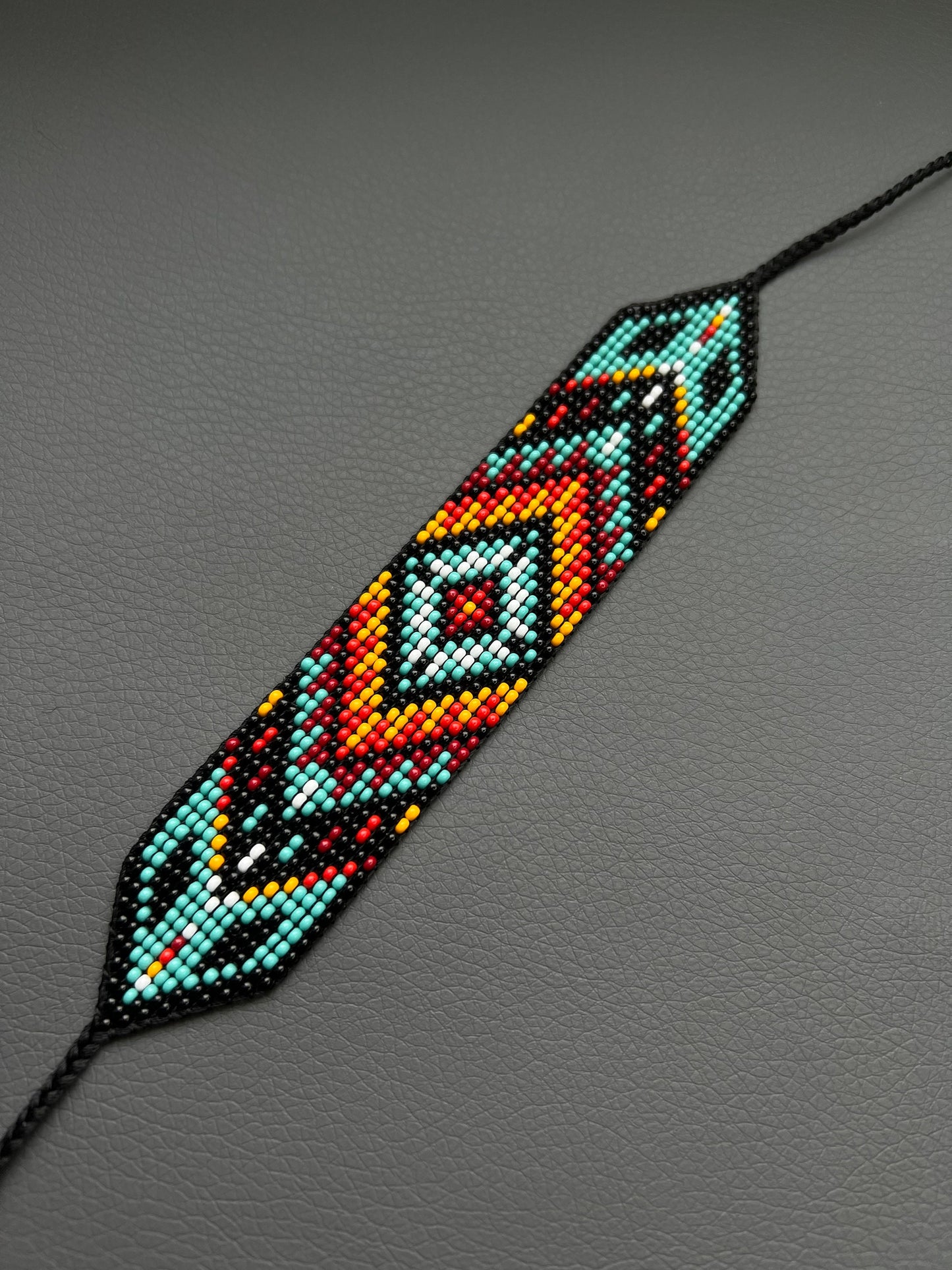 Geometric Huichol Bracelet, Tribal Geometric Bracelet, Beaded Cuff Bracelet, Native Beaded Bracelet, Seed Bead Bracelet, Authentic