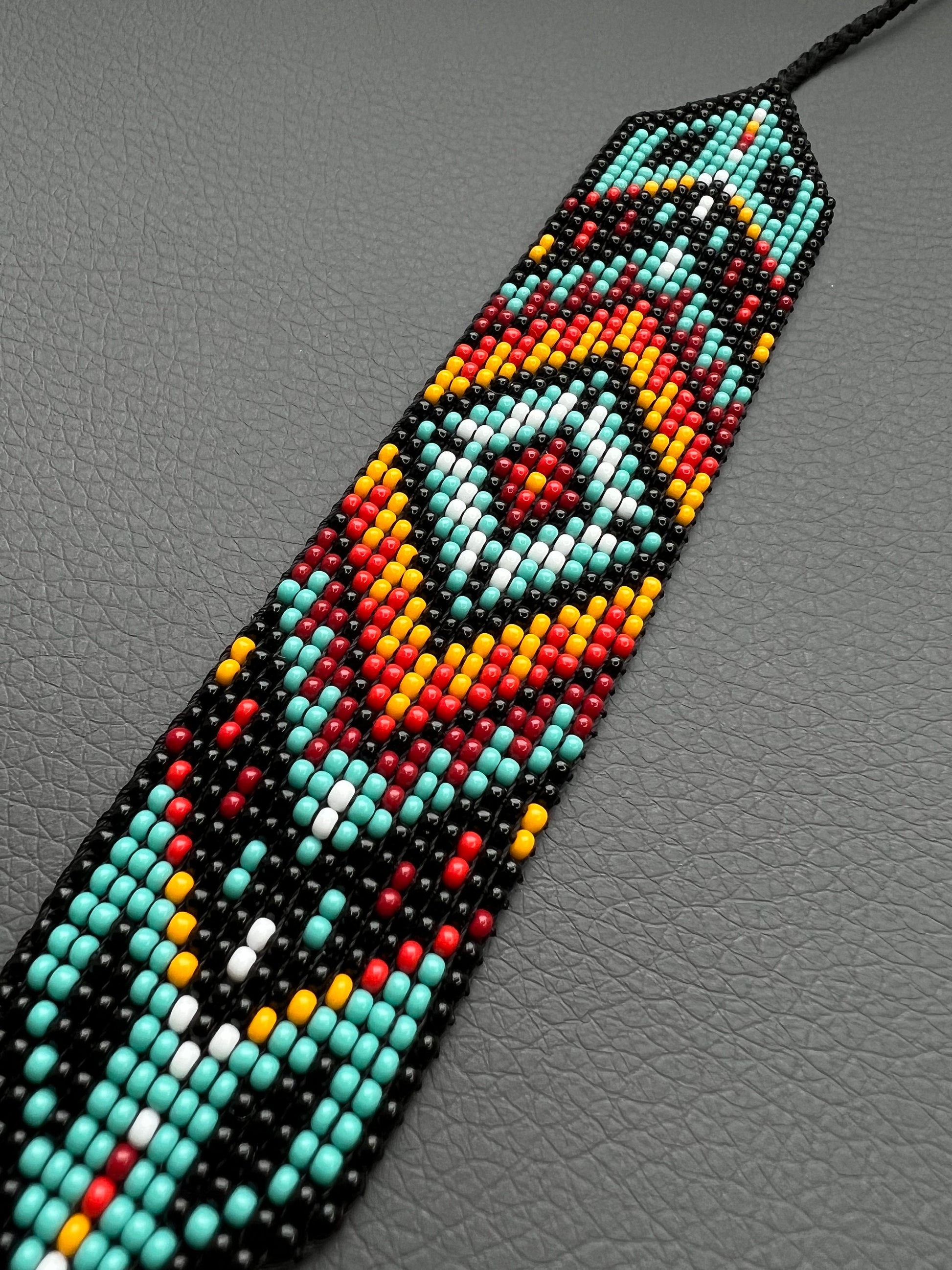 Geometric Huichol Bracelet, Tribal Geometric Bracelet, Beaded Cuff Bracelet, Native Beaded Bracelet, Seed Bead Bracelet, Authentic