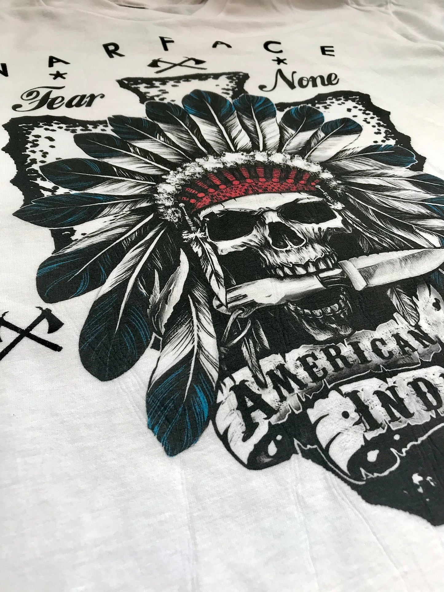 American Indian T-Shirt Native Apache Headress Tomahawk Aztec Mayan Geronimo Sitting Bull Western Cowboy Texas Oklahoma Arizona Tribe