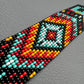 Geometric Huichol Bracelet, Tribal Geometric Bracelet, Beaded Cuff Bracelet, Native Beaded Bracelet, Seed Bead Bracelet, Authentic